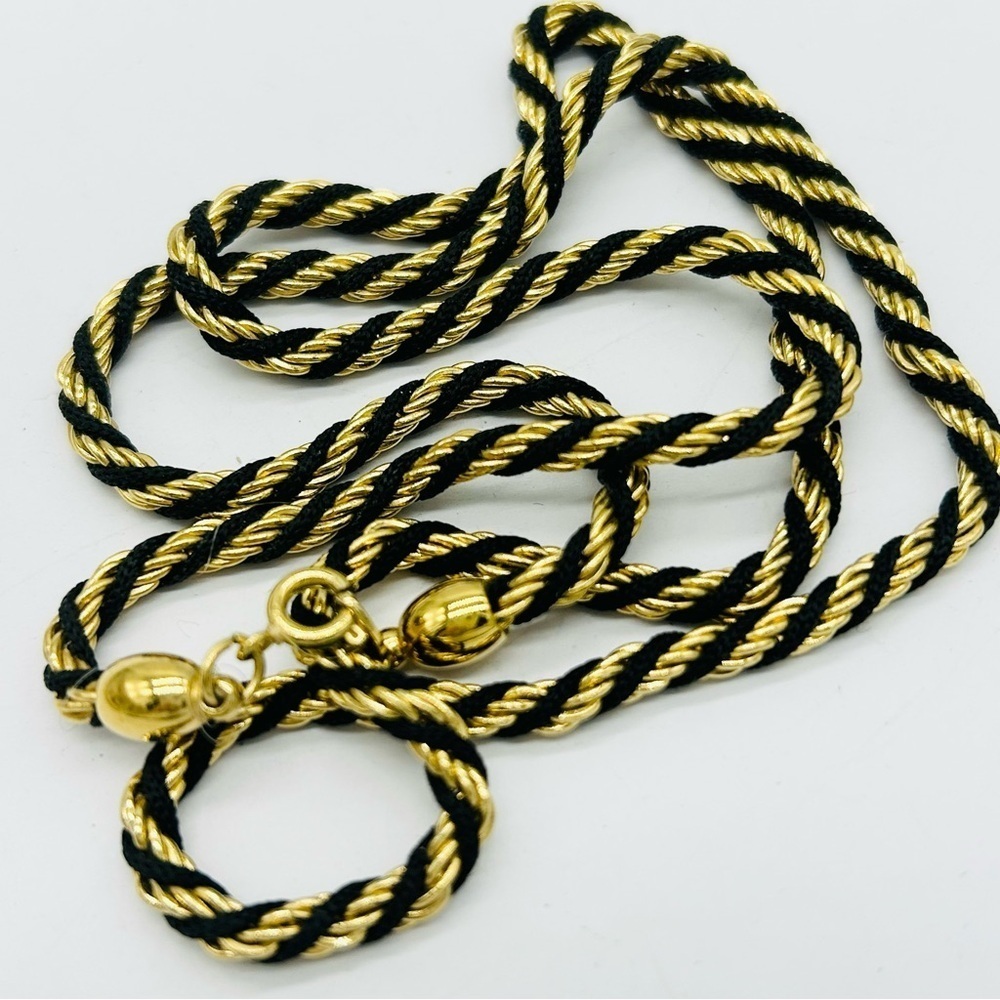 Trifari Vintage Gold and Black Rope Necklace